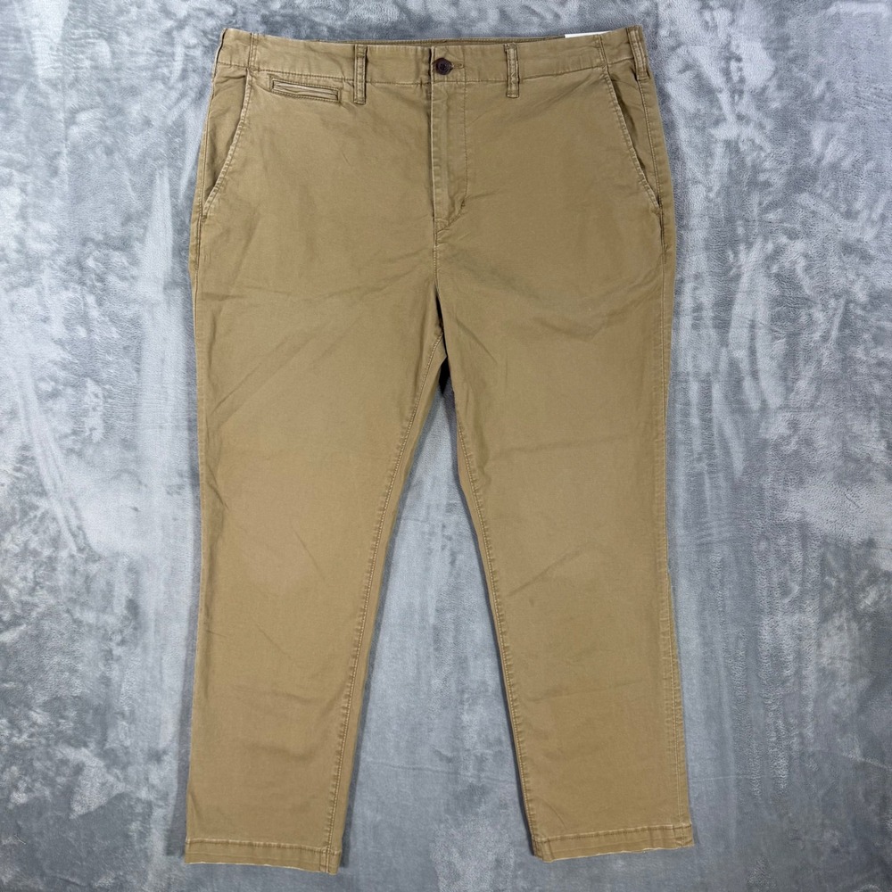 New American Eagle Athletic Straight Pants Mens 38x30 Tan Lived In Khakis